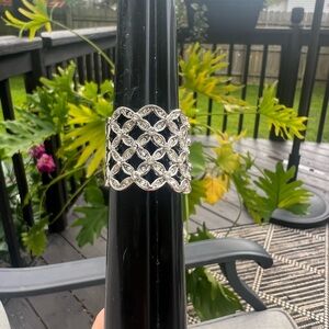 Silver Lattice CZ Ring